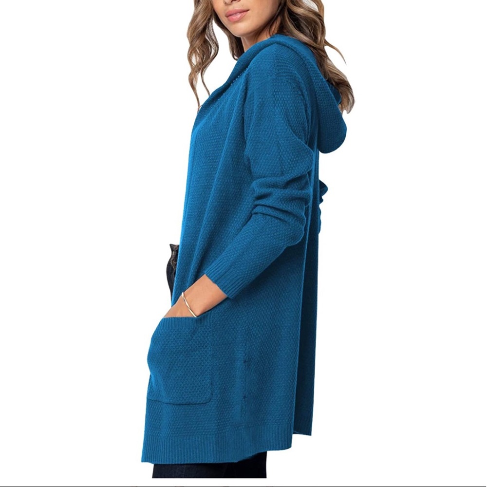 🦋Long Sleeve Open Front Hoodie Knit Cardigan🦋 - Picture 2 of 6